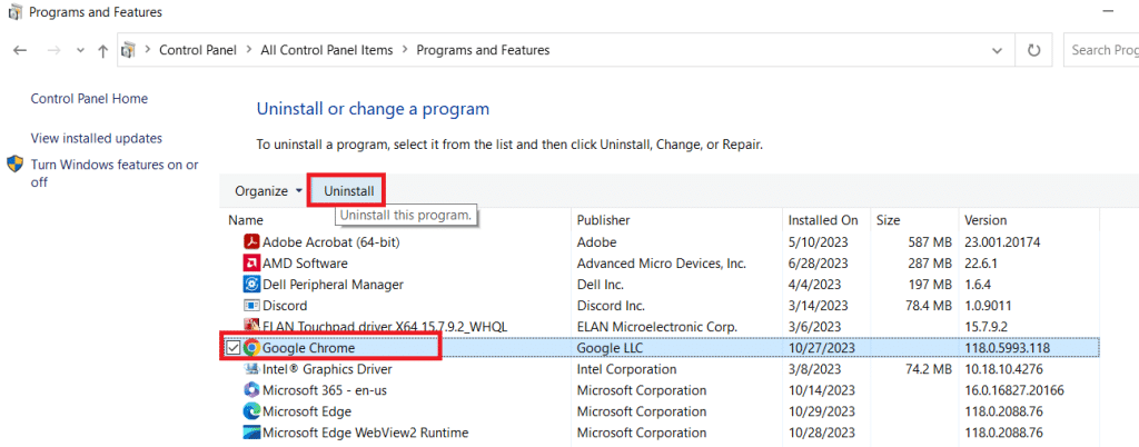 إلغاء تثبيت Google Chrome