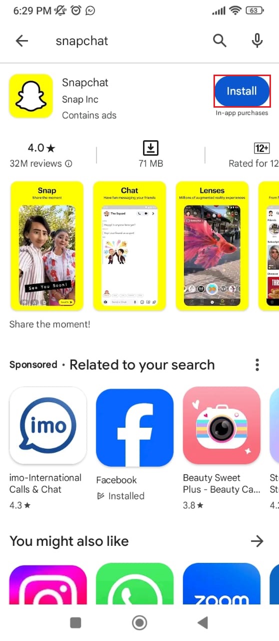 تثبيت سناب شات