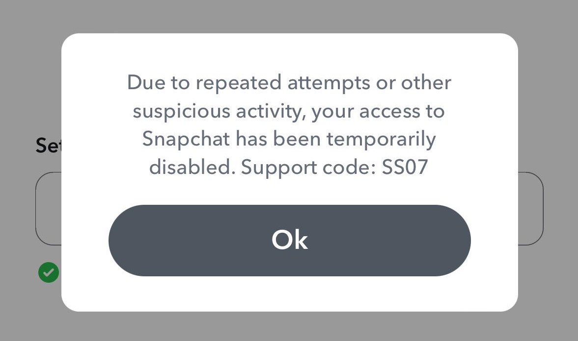 خطأ Snapchat SS07