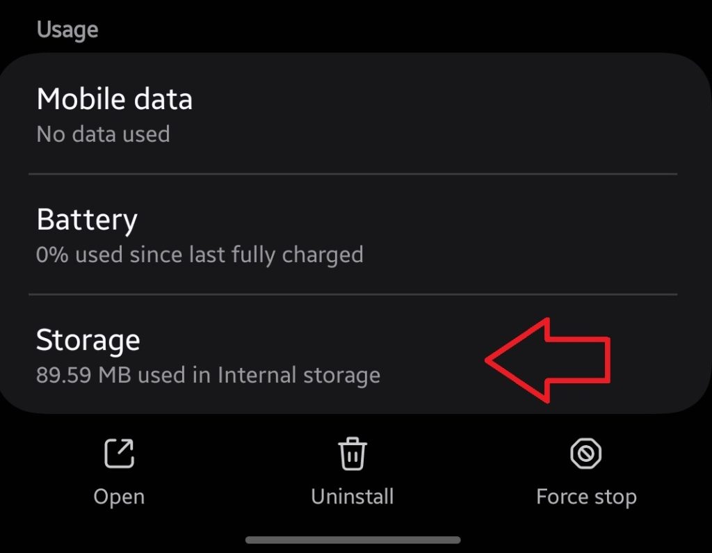 شاشة إدارة تخزين Telegram