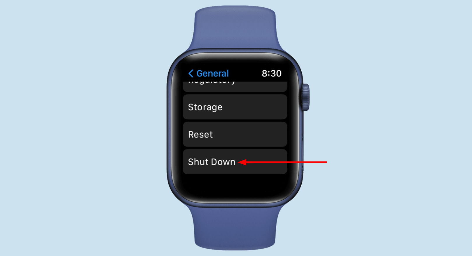 اضغط على إيقاف التشغيل