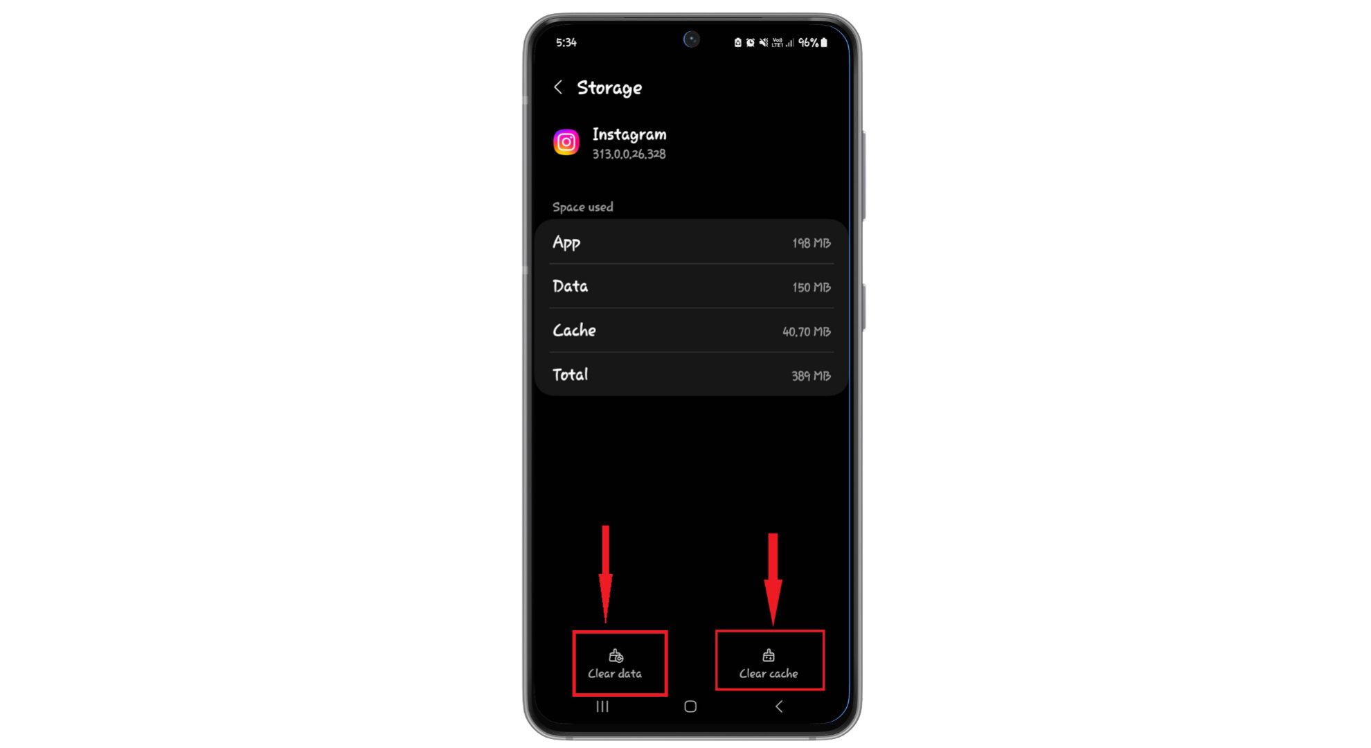 اضغط على مسح البيانات
