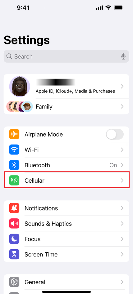 إعدادات Cellular