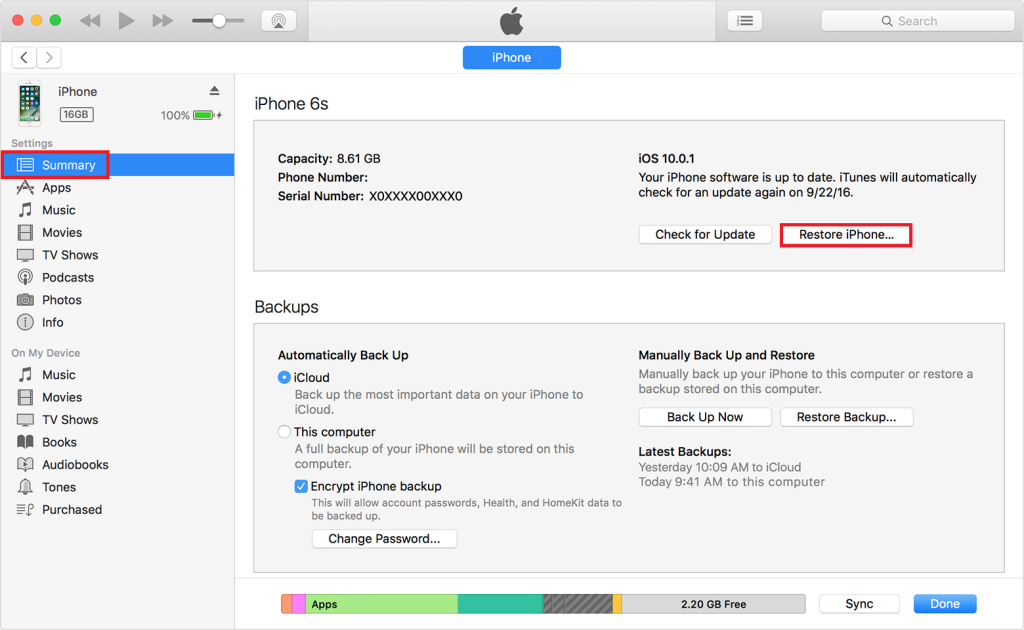 استعادة iPhone