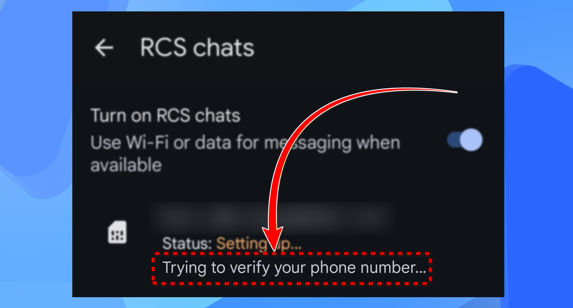 خطأ في التحقق من دردشة RCS