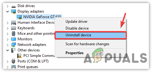 إزالة برنامج تشغيل الرسوميات