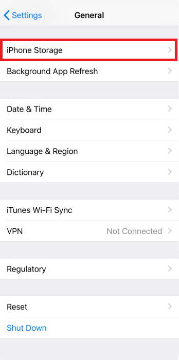 مساحة تخزين iPhone