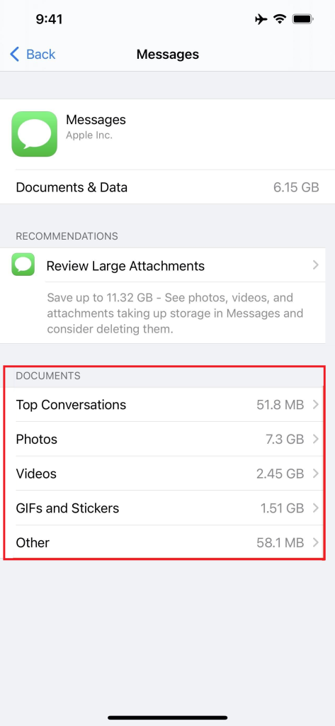 مسح بيانات iMessage