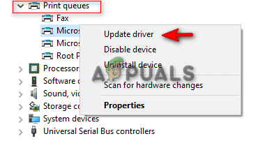تحديث برنامج تشغيل الطابعة