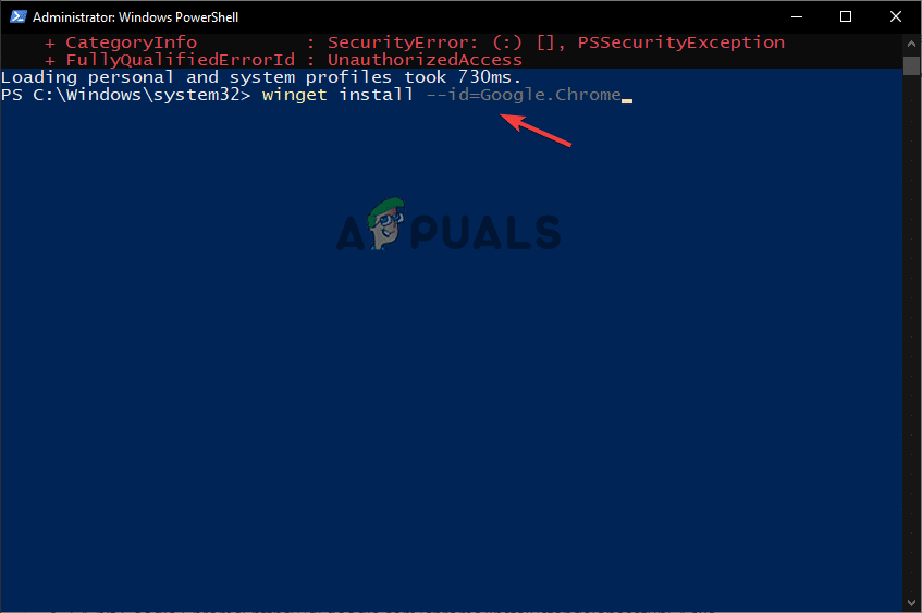 تجربة أمر Winget