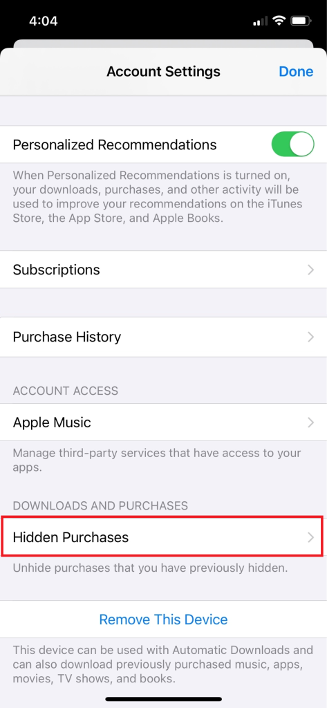 مشتريات مخفية iPhone