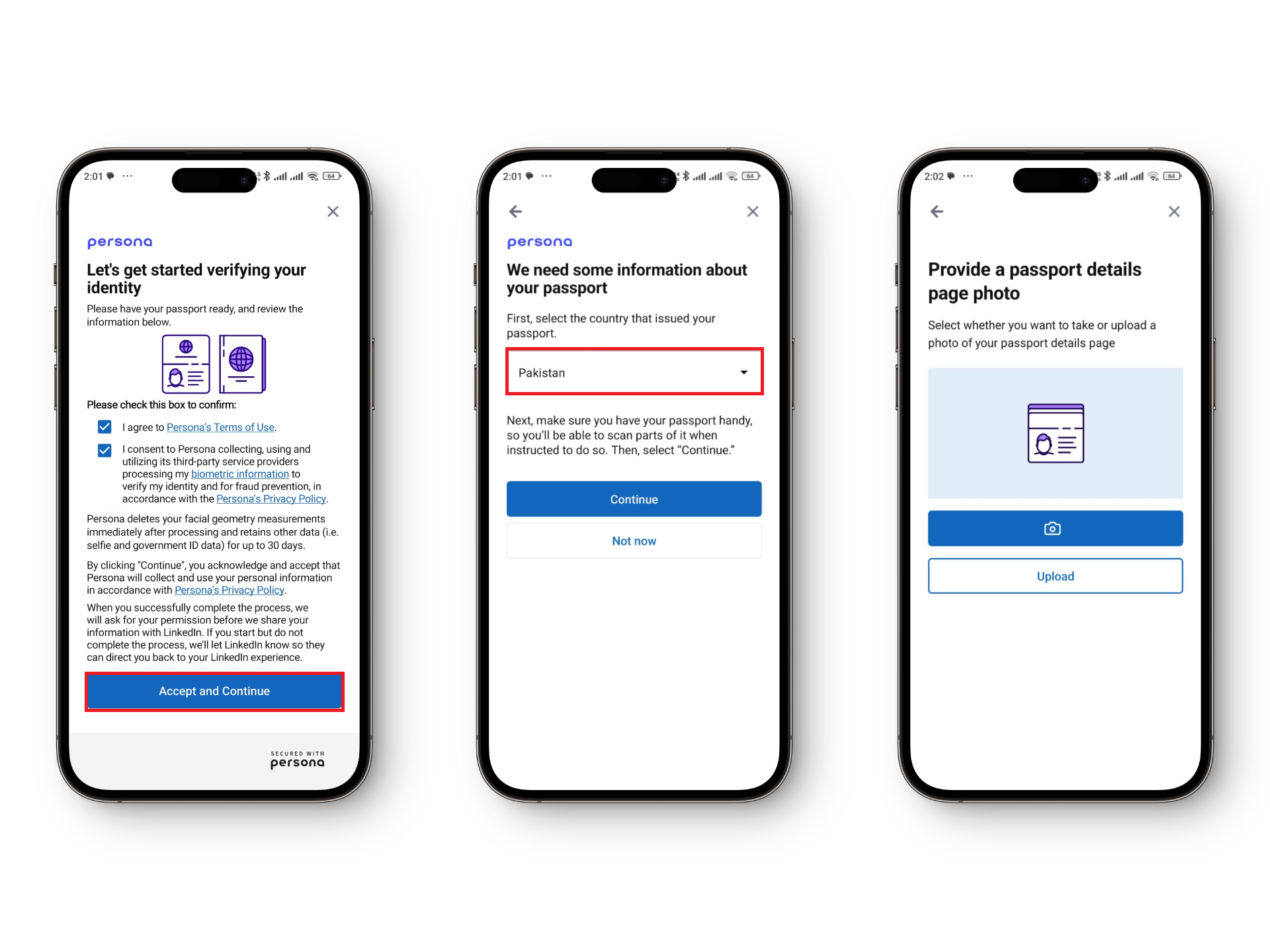 التحقق عبر Persona