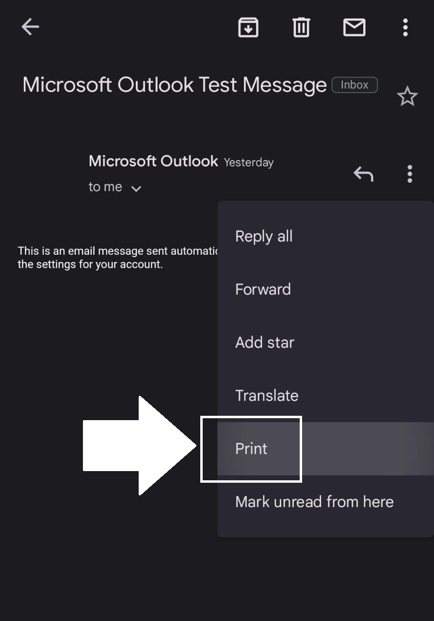 Gmail On Mobile - Print Options