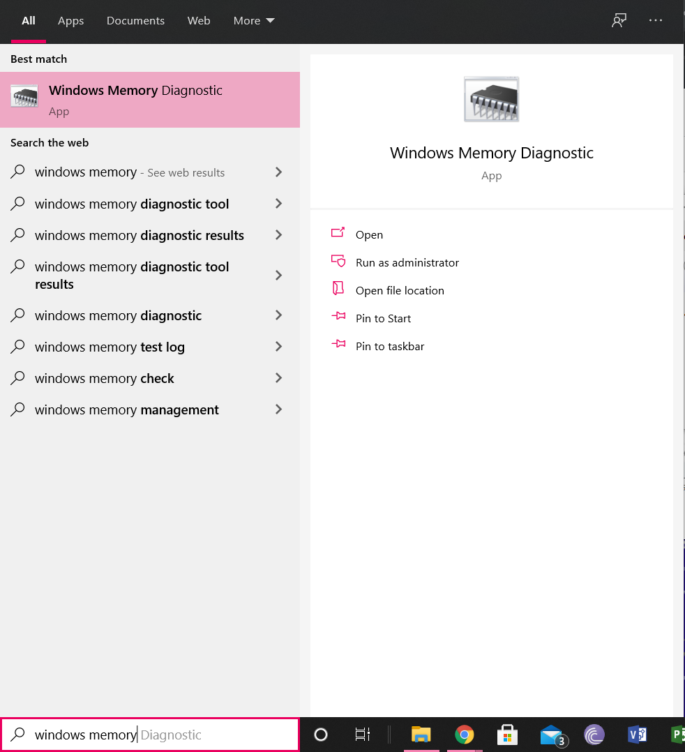 تحميل أداة تشخيص ذاكرة Windows.