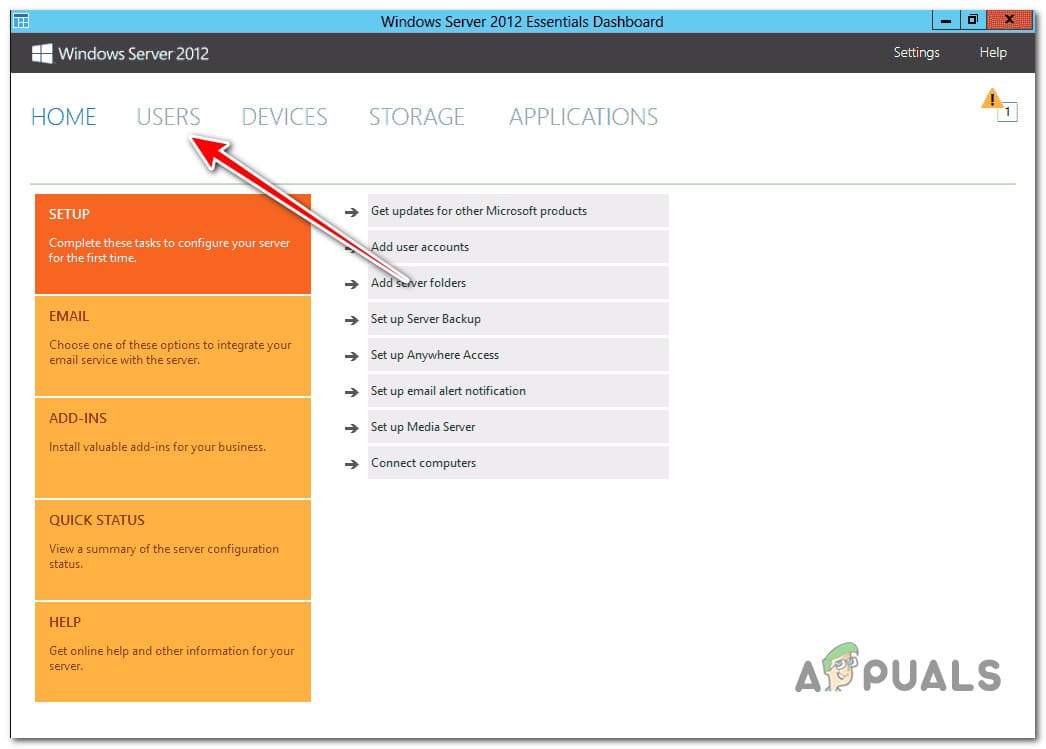 الوصول إلى علامة تبويب المستخدمين