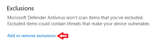 إضافة استثناءات أو إزالتها