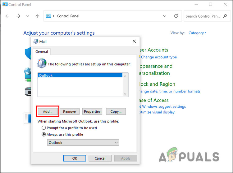 إضافة-ملف-تعريف-Outlook