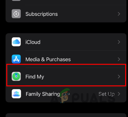 التنقل إلى Find My