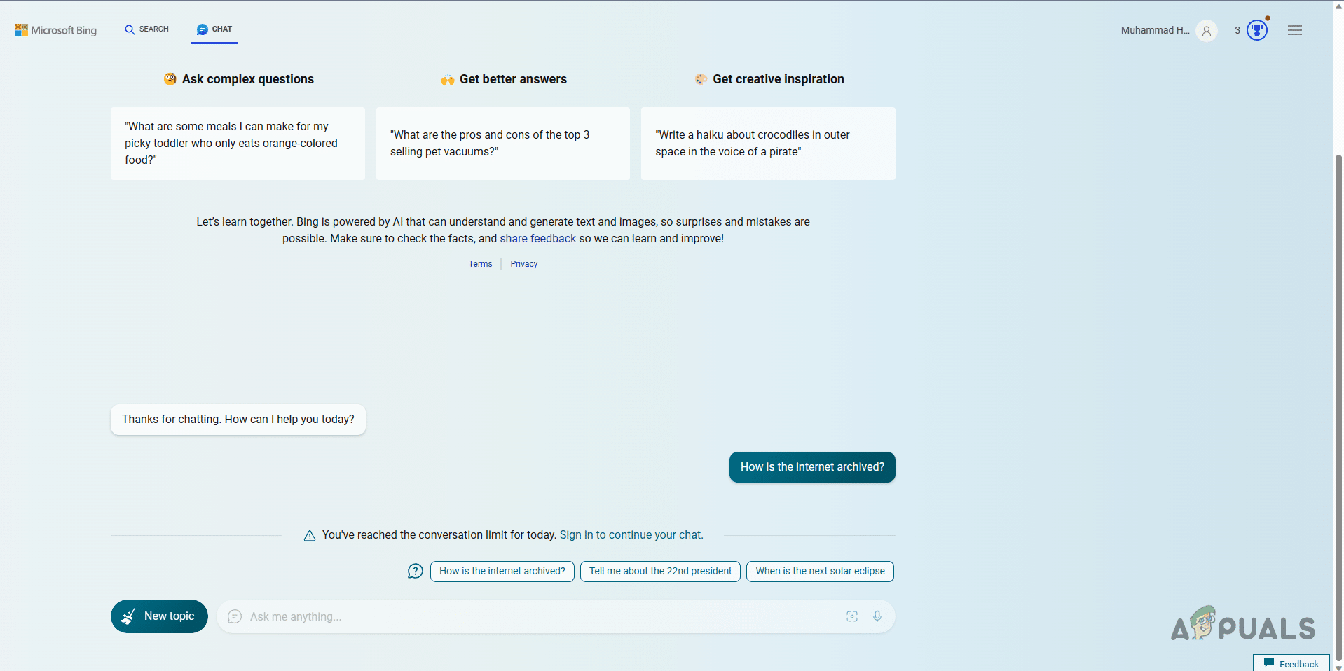 خطأ تسجيل الدخول إلى Bing Chat للمتابعة