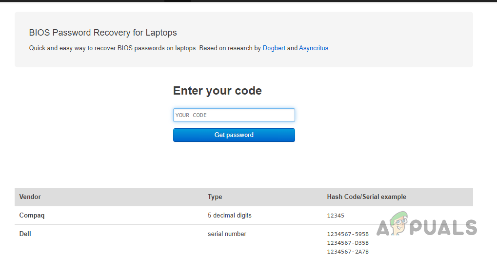 مولد كلمة مرور BIOS