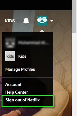 خيار تسجيل الخروج من Netflix