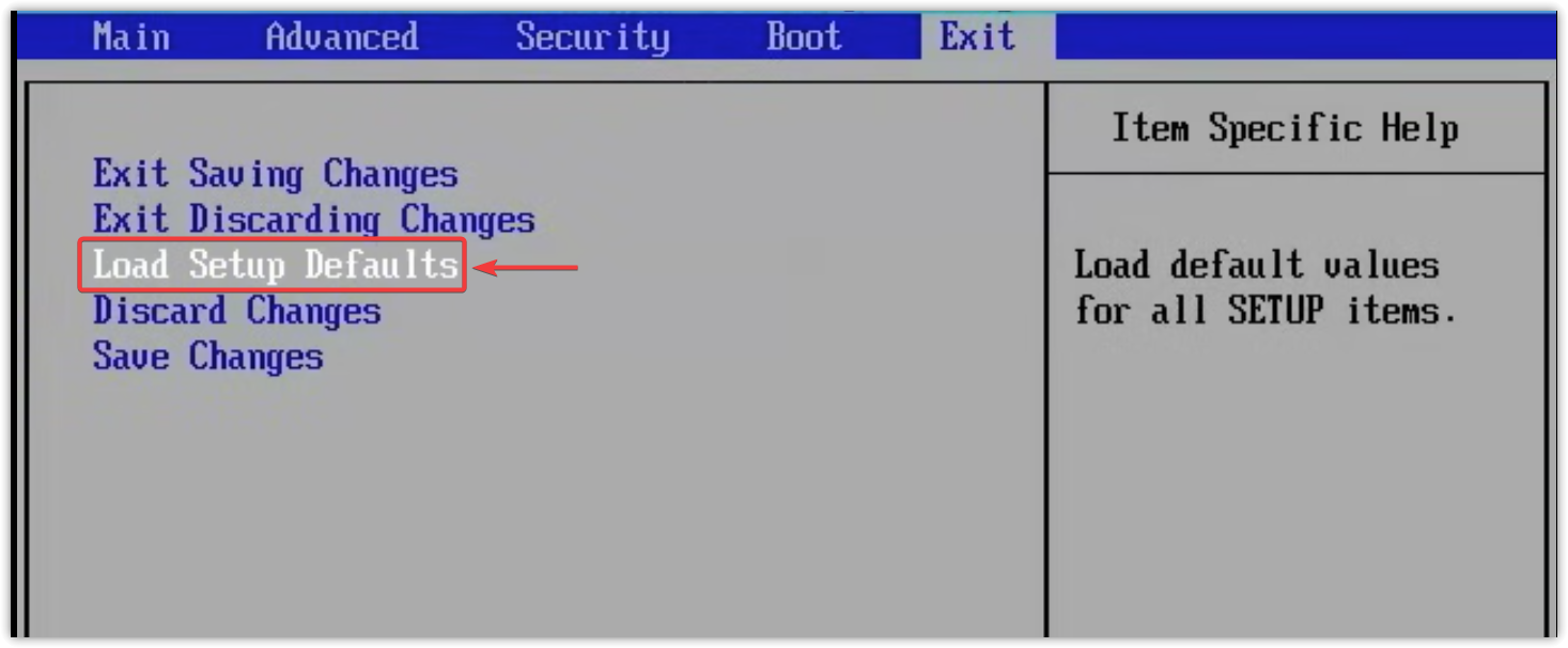 إعادة تعيين BIOS