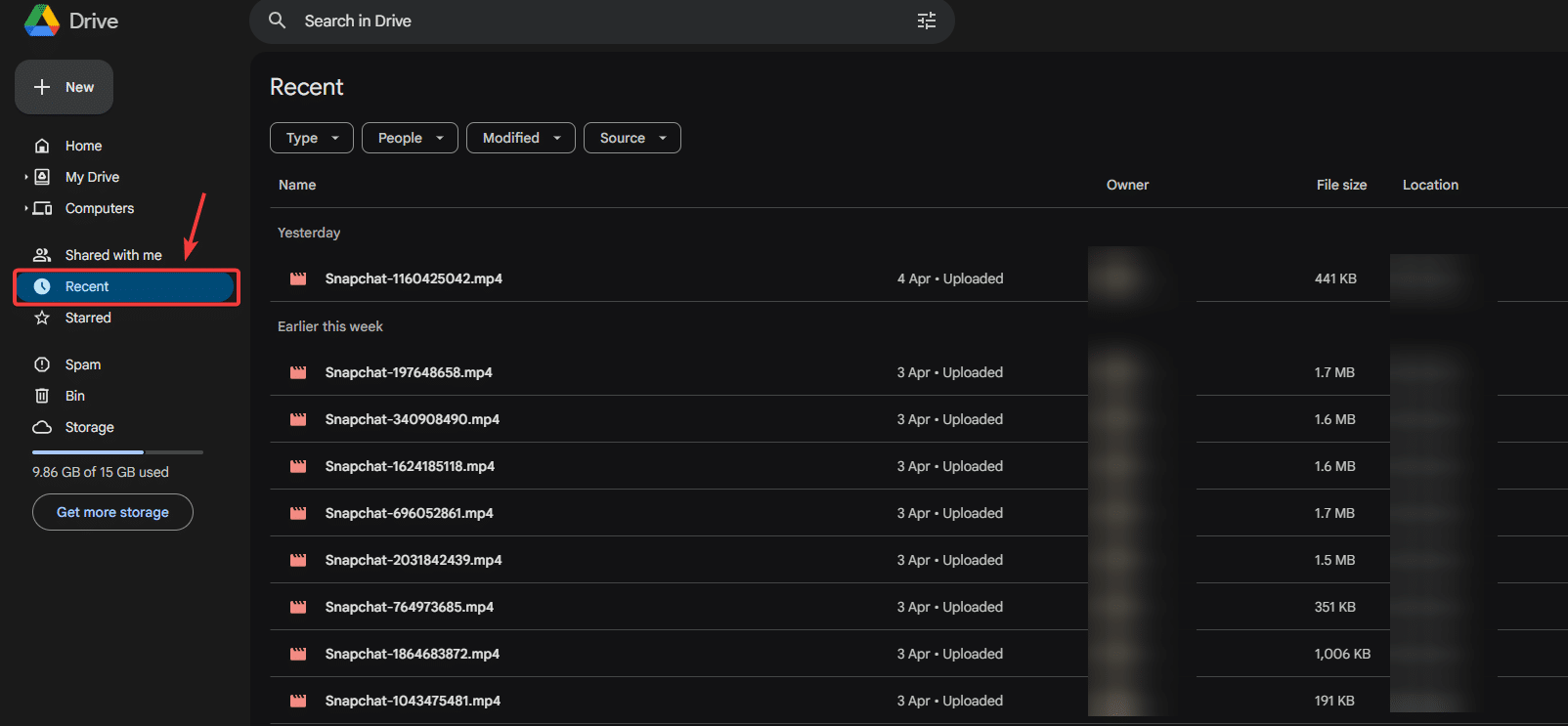 عرض الملفات الحديثة