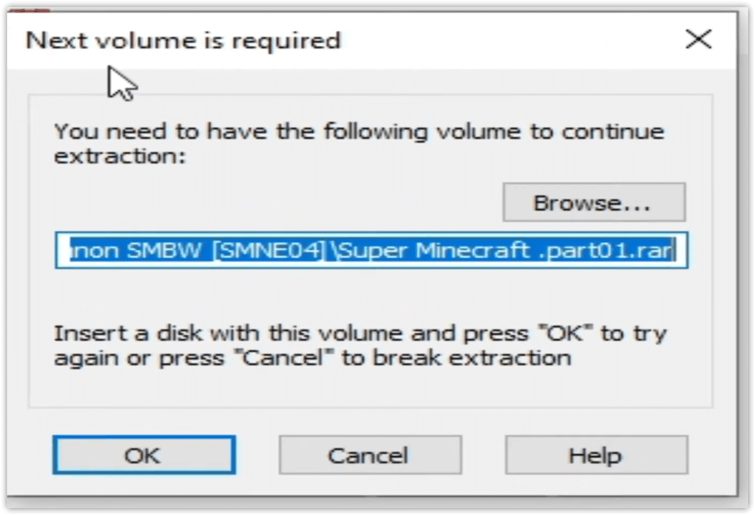 حل مشكلة WinRAR: Next Volume Is Required