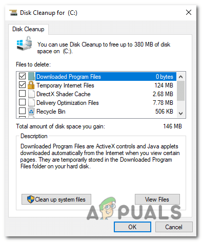 حدد الملفات التي ترغب في حذفها من القائمة المتوفرة