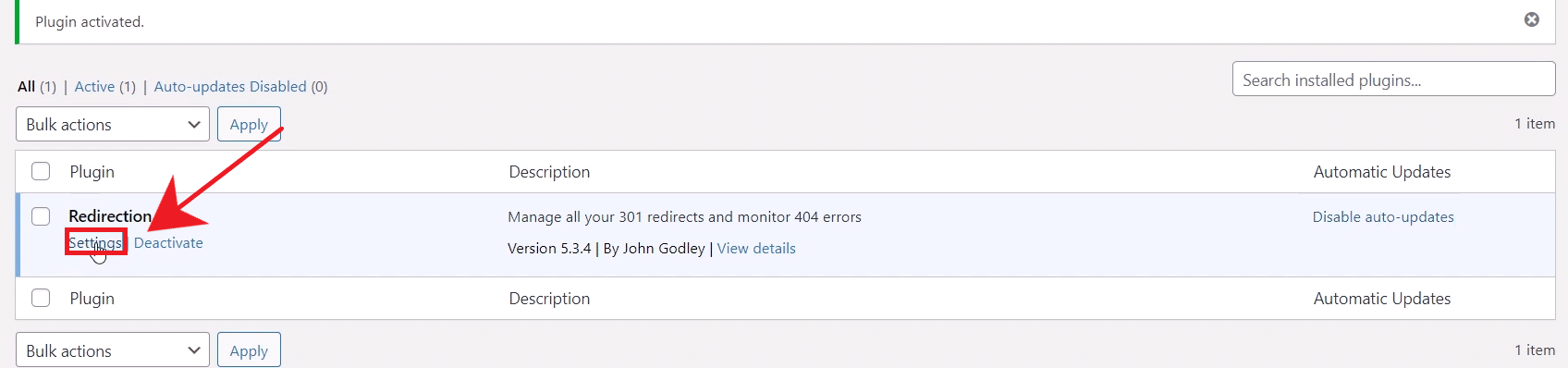 إعدادات إضافة Redirection