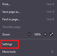 انقر على الإعدادات