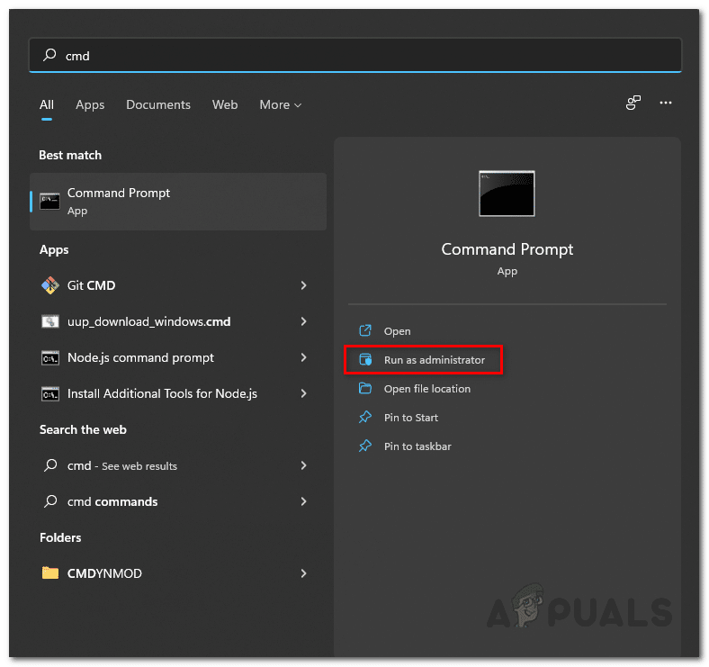 فتح موجه الأوامر كمسؤول