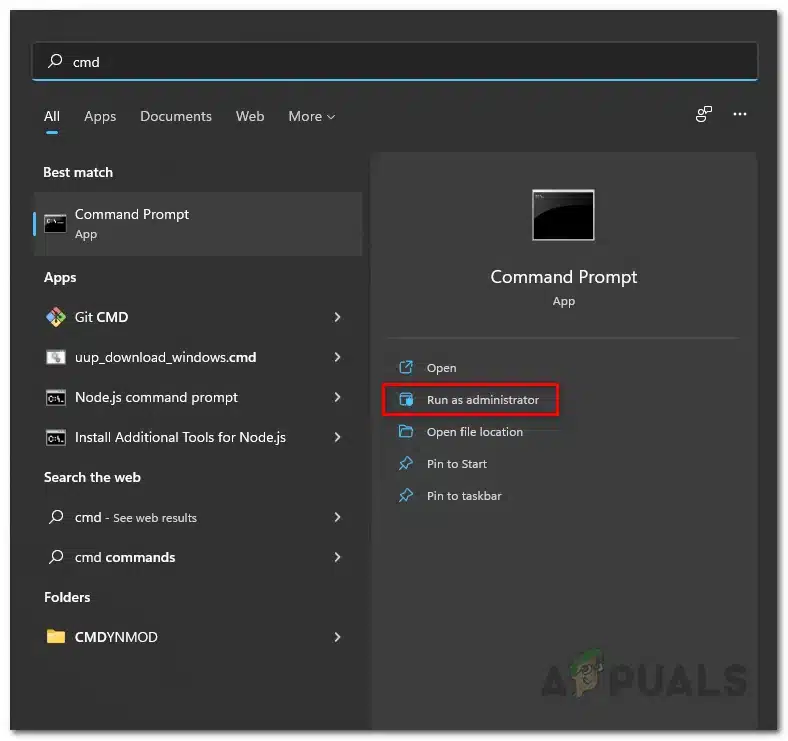فتح موجه الأوامر كمسؤول