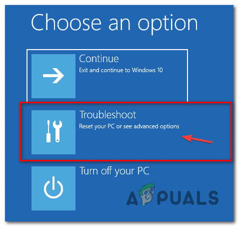 حدد خيار "استكشاف الأخطاء وإصلاحها" من الخيارات المتاحة.