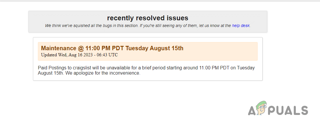 حالة نظام Craigslist