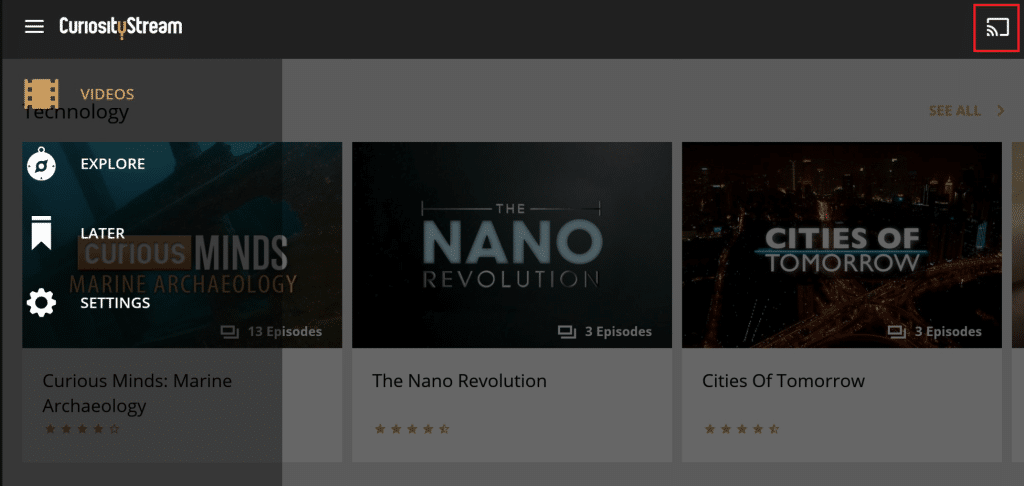 الإرسال باستخدام Chromecast