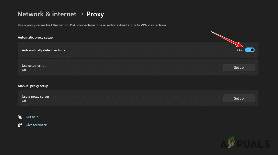 تعطيل الكشف التلقائي عن الوكيل