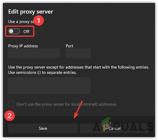 تعطيل مكون الوكيل (Proxy)
