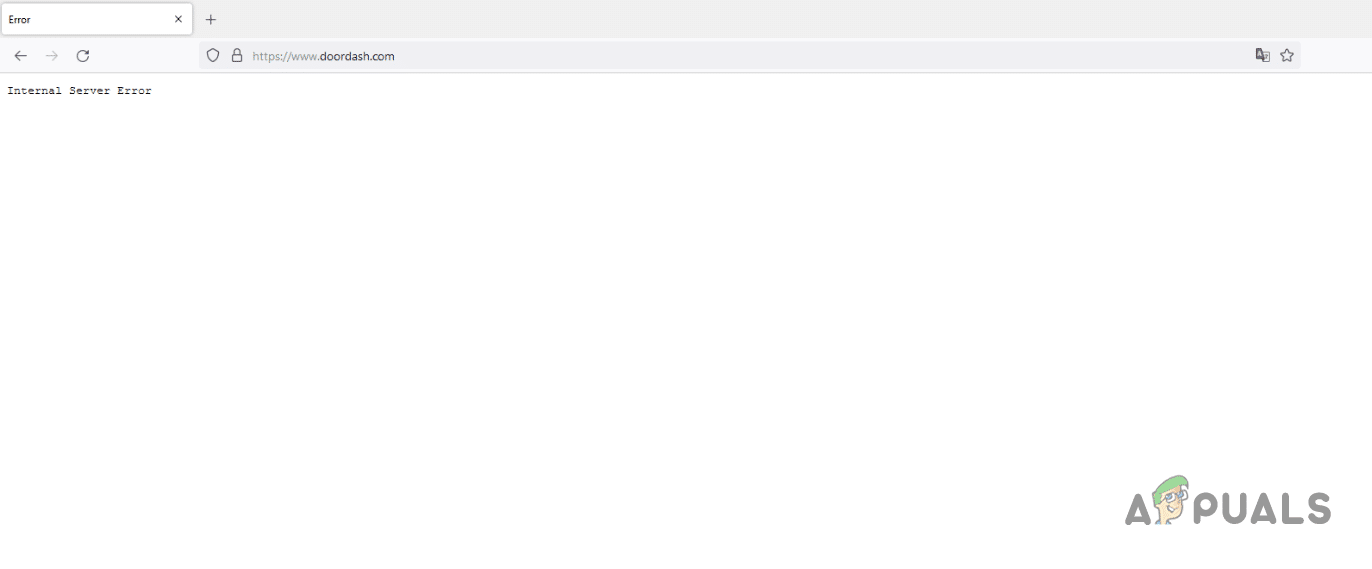خطأ الخادم الداخلي في DoorDash