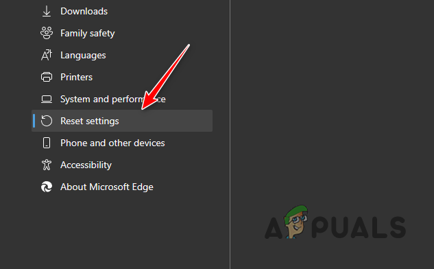 الانتقال إلى إعادة تعيين الإعدادات