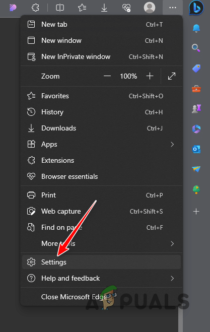 فتح إعدادات Edge