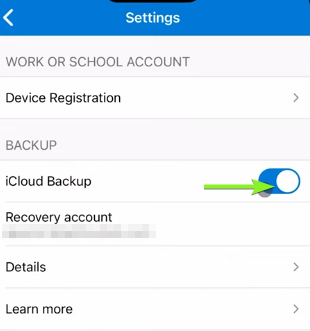 تمكين النسخ الاحتياطي السحابي