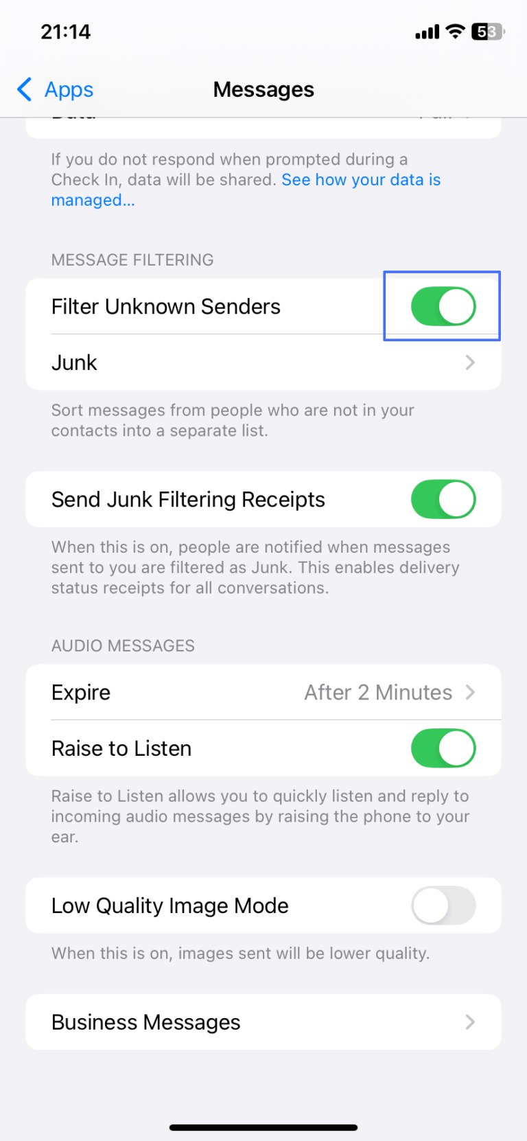 تصفية المرسلين غير المعروفين