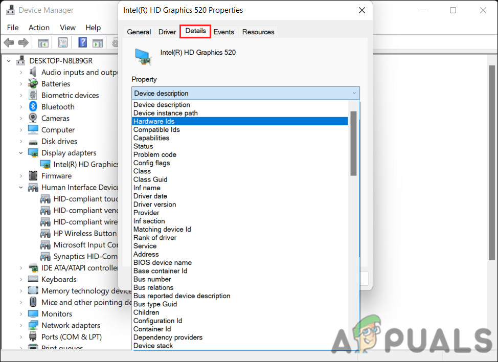 ابحث عن معرف الجهاز (Hardware ID)