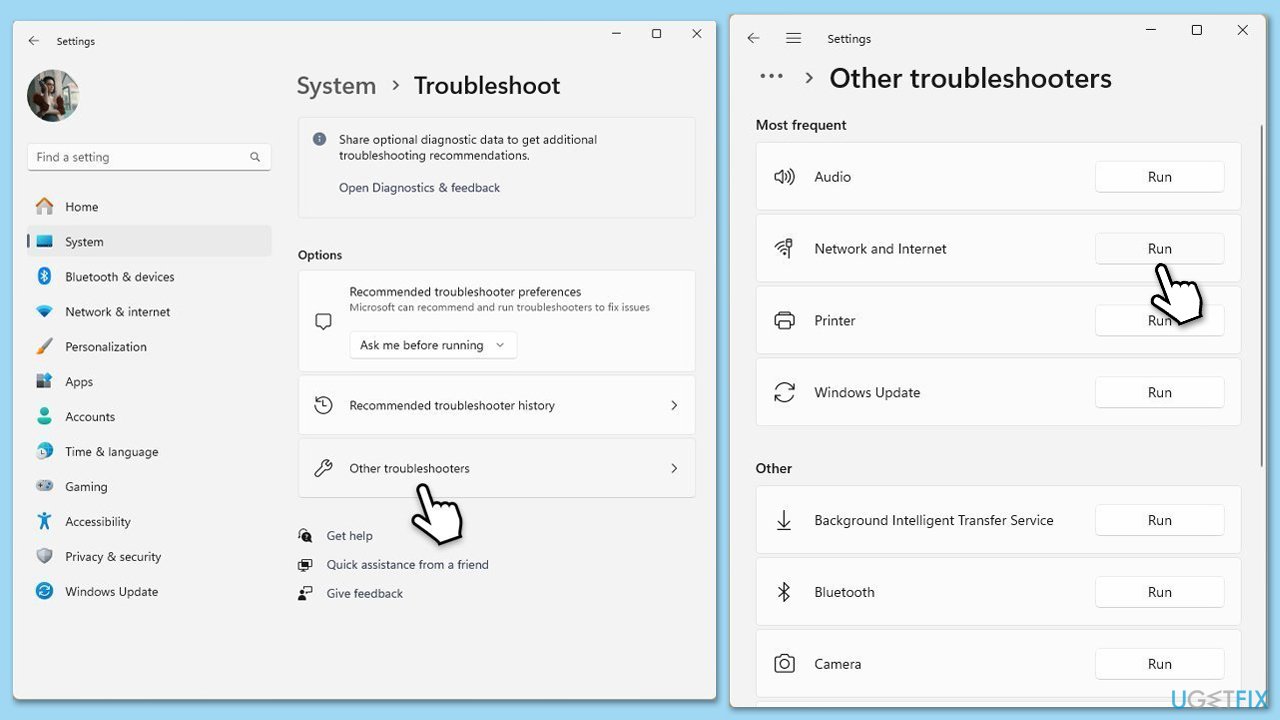 تشغيل مستكشف أخطاء الشبكة ومصلحها