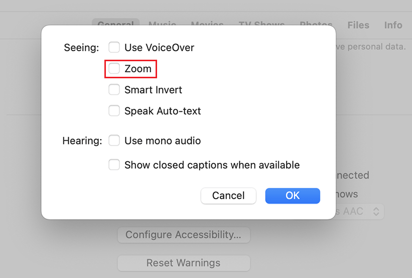 شاشة iPhone عالقة في وضع التكبير