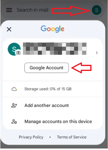 أيقونة ثم Google Account