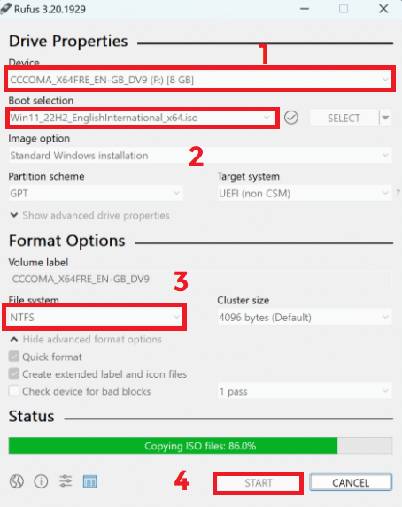 إنشاء USB قابل للتمهيد باستخدام Rufus