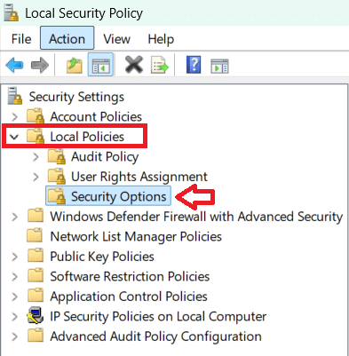 فتح النهج المحلية وخيارات الأمان