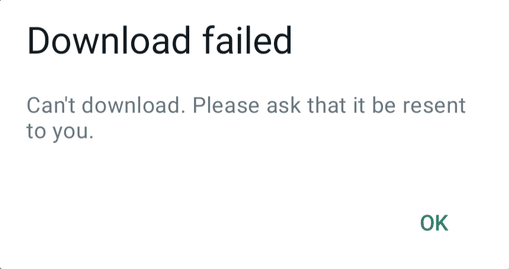 لقطة شاشة لرسالة الخطأ